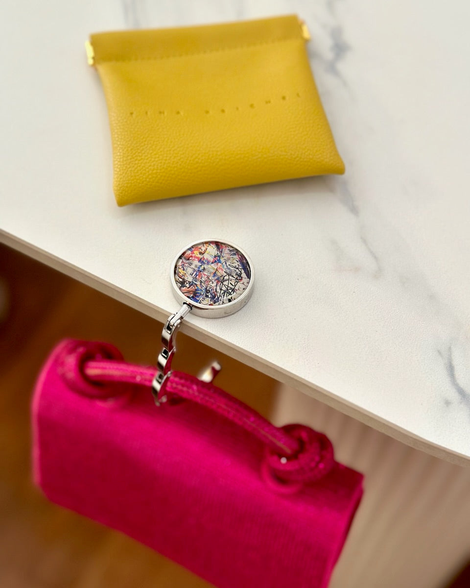 Taschenhalter mit Kunstwerk + PU-Lederetui (Gelb)